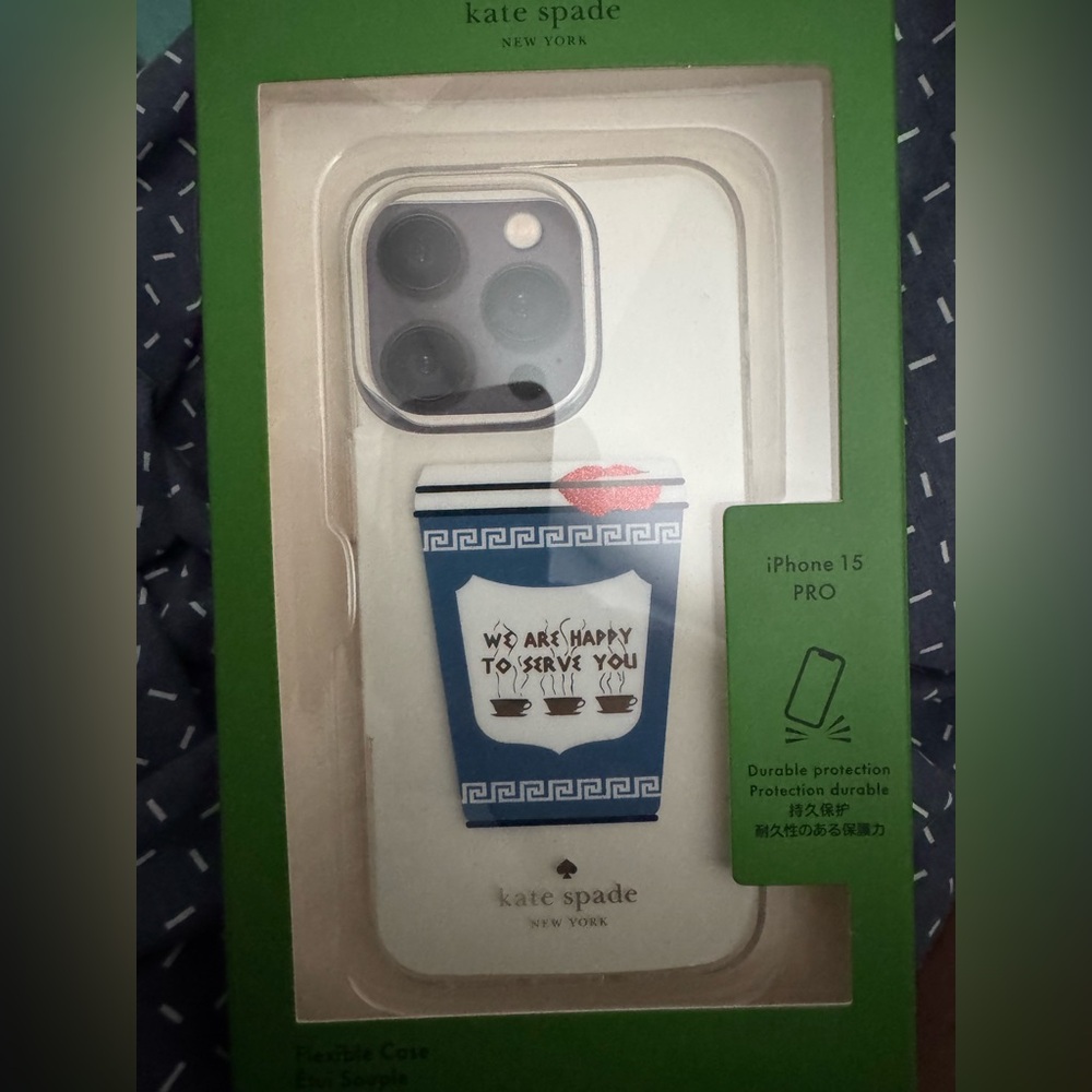 NWT Kate Spade iPhone 15 Pro Case - Coffee Break